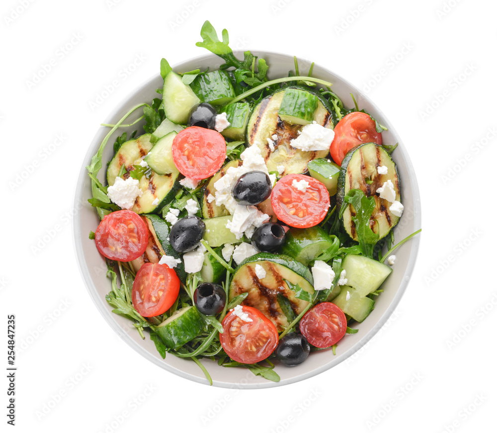 Bowl with healthy salad on white background Bowl with healthy salad on white background