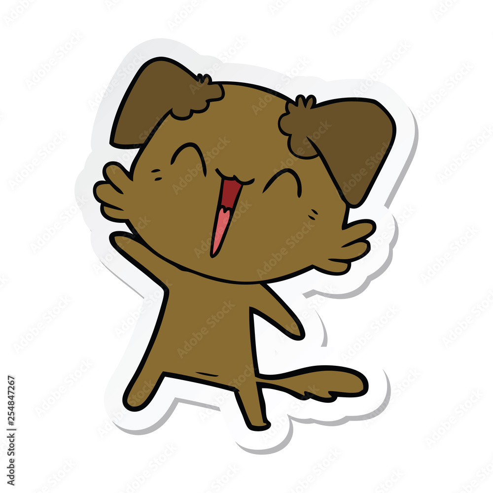sticker of a happy little dog cartoon sticker of a happy little dog cartoon