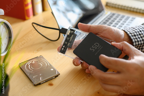 фотографія SSD and Laptop,solid state drive with sata 6 gb connection