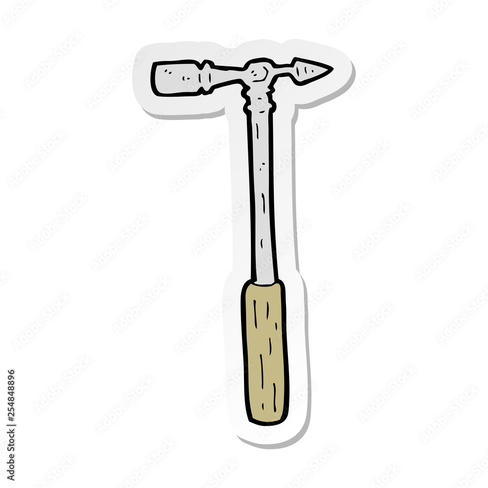 sticker of a cartoon pin hammer sticker of a cartoon pin hammer