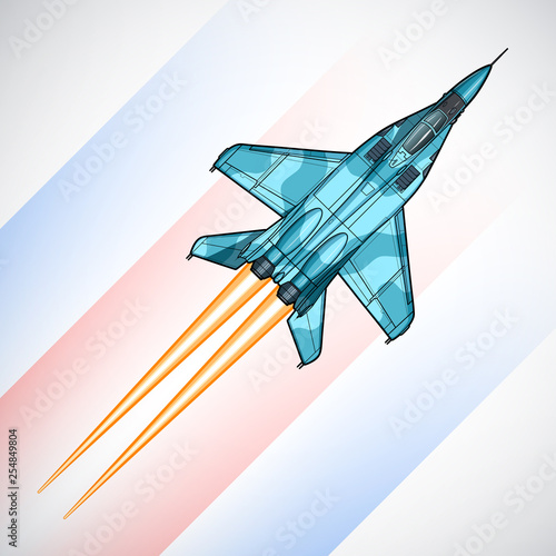 Modern Russian jet fighter aircraft. Vector draw