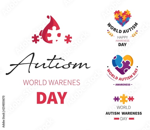 World autism day isolated icons disability socializing problem