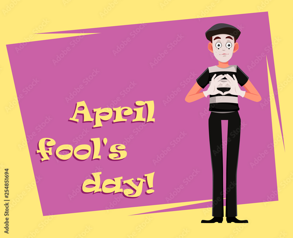 April Fool's Day greeting card with mime April Fool's Day greeting card with mime