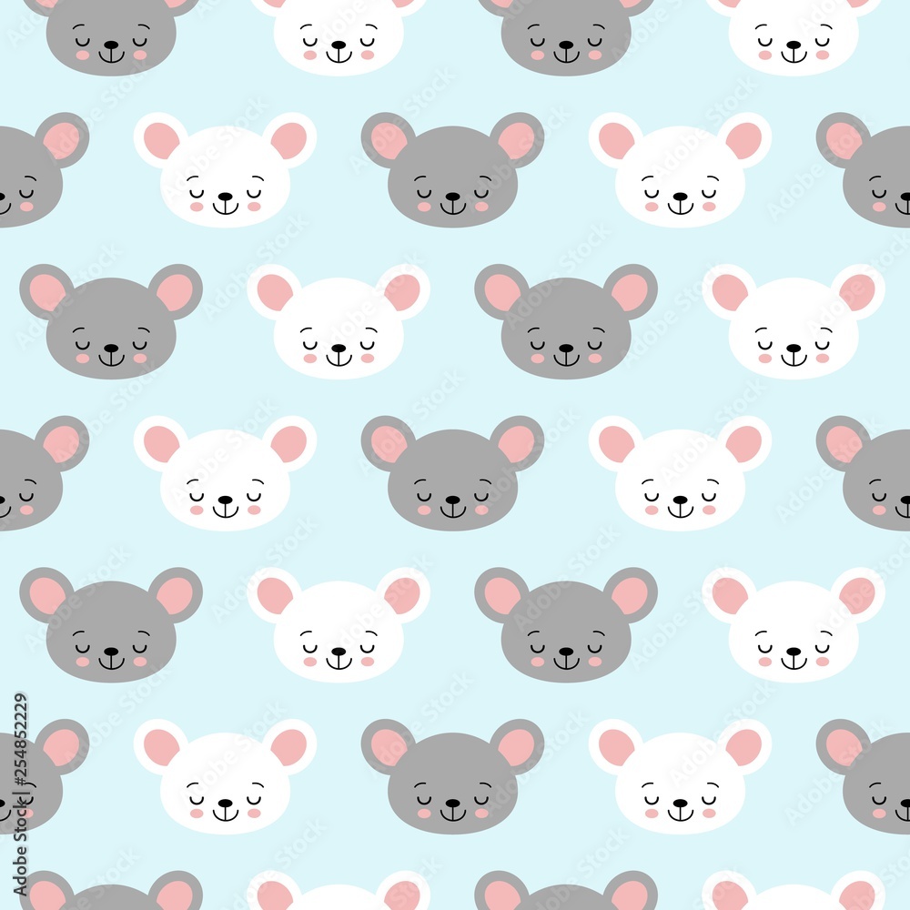 cute cartoon mouse seamless vector pattern background illustration