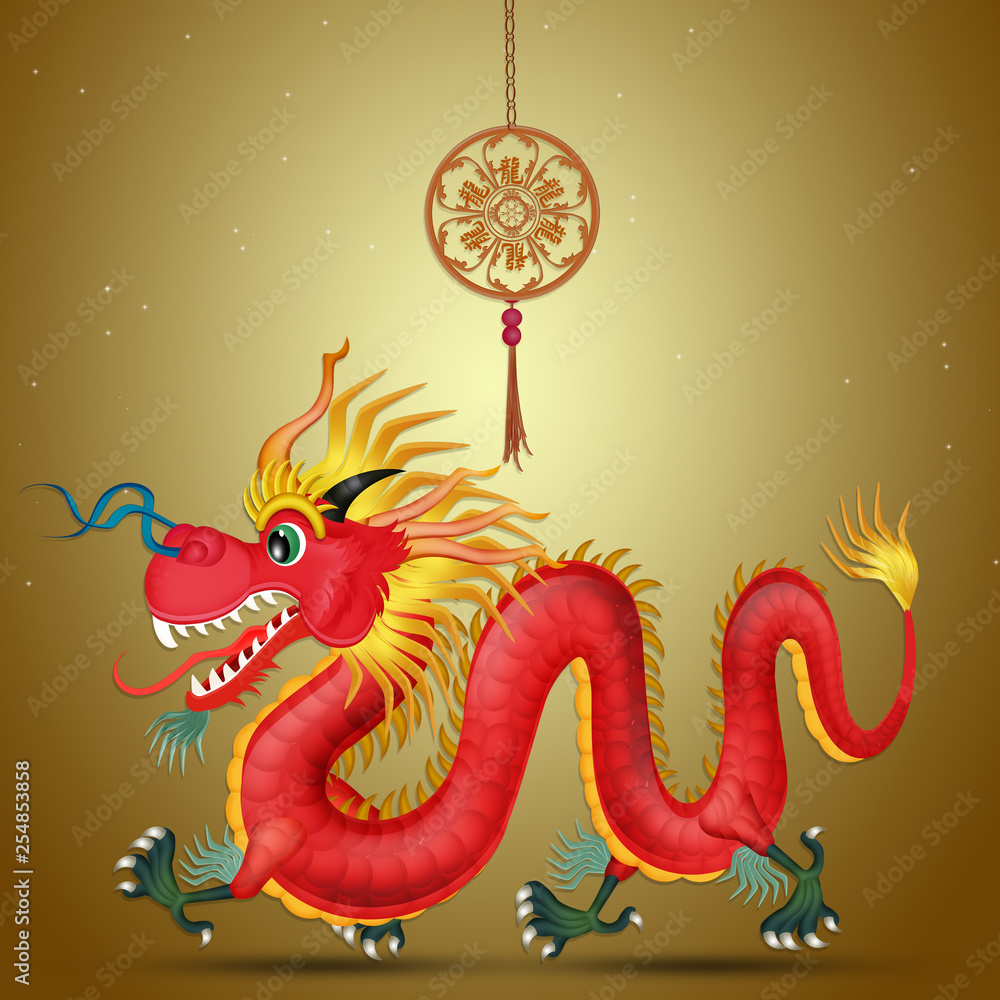 illustration of Chinese dragon mask