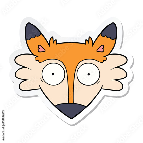 sticker of a cartoon startled fox