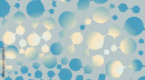 abstract connected bubbles background in silver blue shades