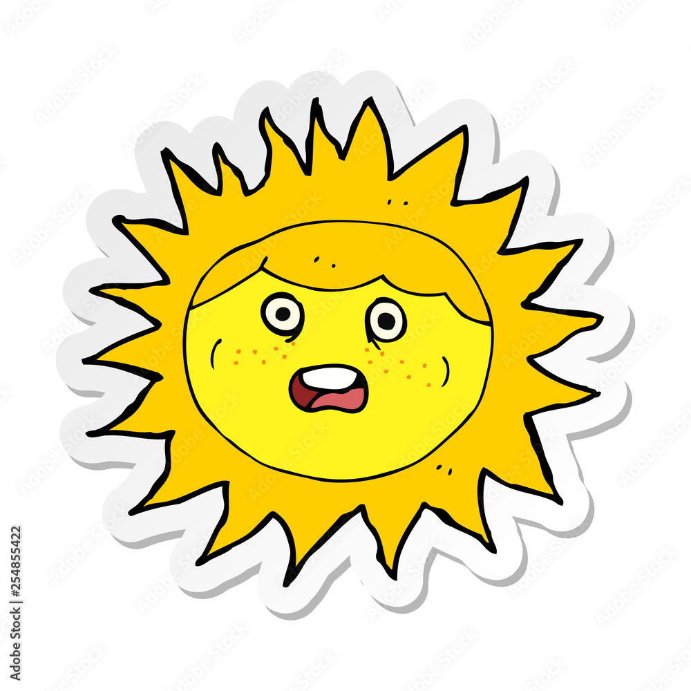 sticker of a sun cartoon character