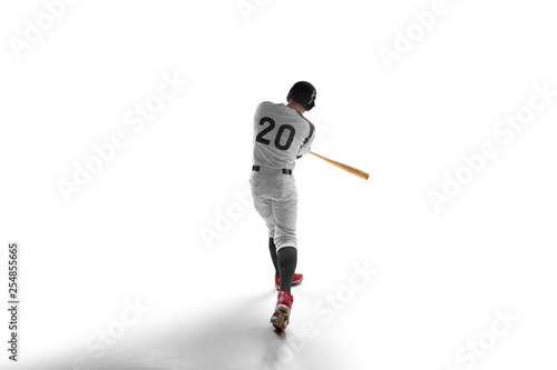 Photography Baseball player isolated on white.