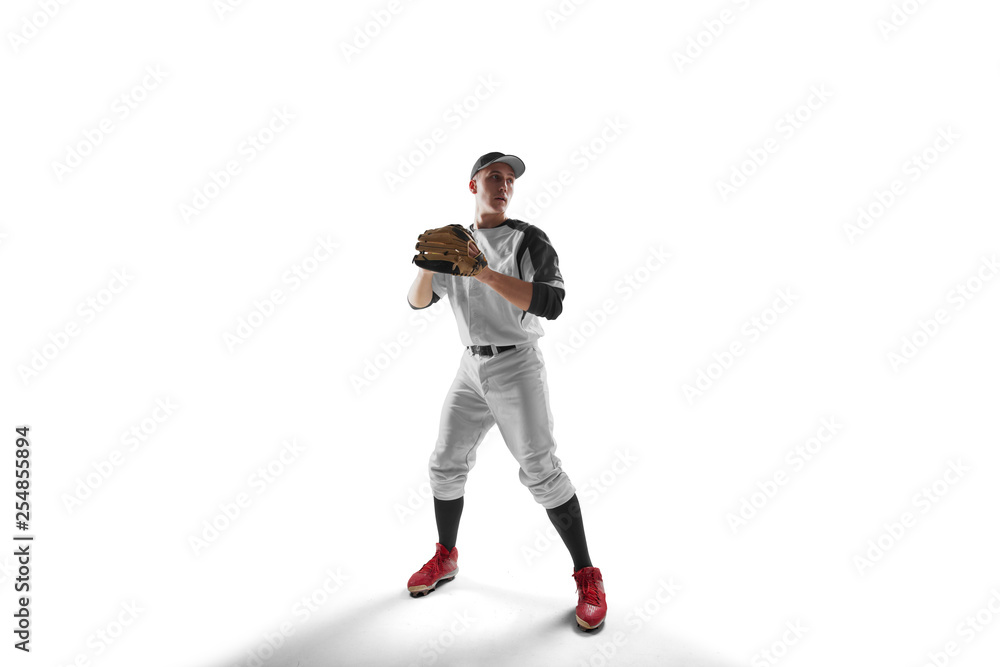 Baseball player isolated on white. Baseball player isolated on white.