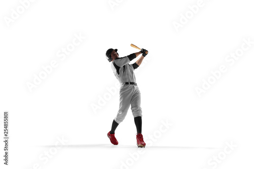Canvas Print Baseball player isolated on white.