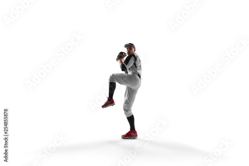 Photography Baseball player isolated on white.