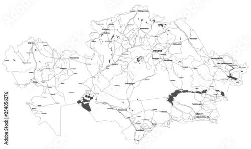 Large and detailed map of the state of Kazakhstan