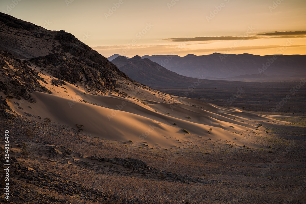 Sunrise in Sahara desert.