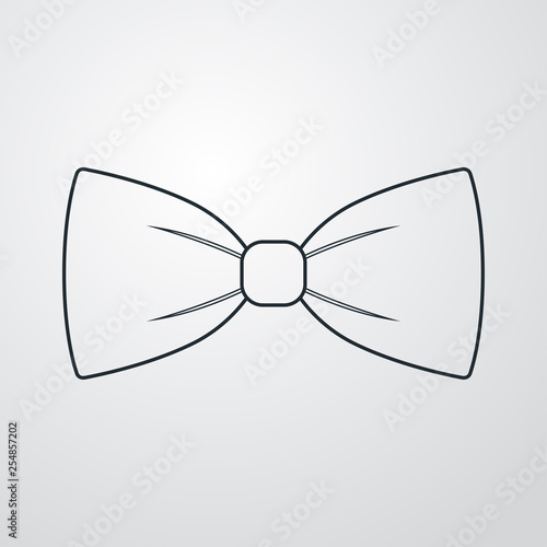 Icono plano lineal corbata de lazo en fondo gris