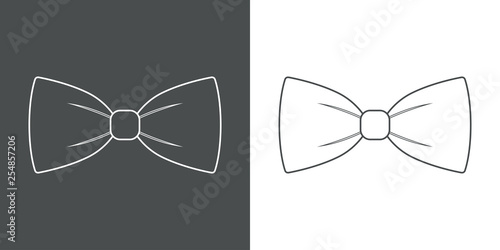 Icono plano lineal corbata de lazo en gris y blanco
