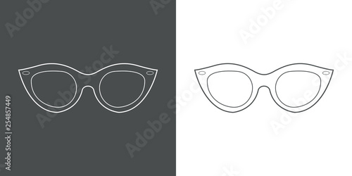 Icono plano lineal gafas de chica en gris y blanco
