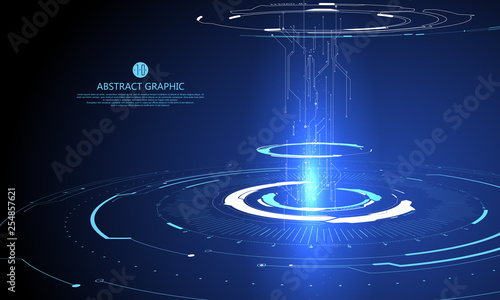 Three-dimensional interface technology, science fiction scene.