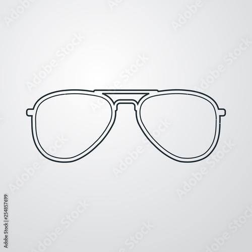 Icono plano lineal gafas de piloto en fondo gris