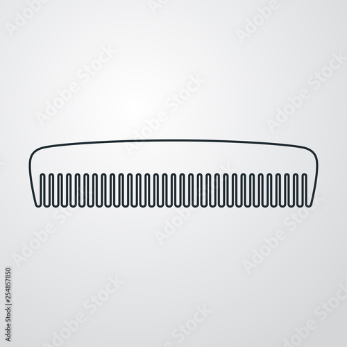 Icono plano lineal peine en fondo gris