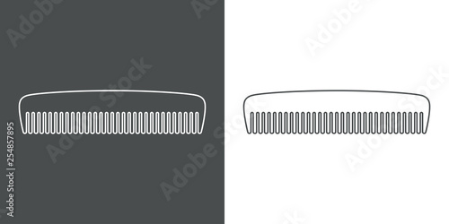 Icono plano lineal peine en gris y blanco