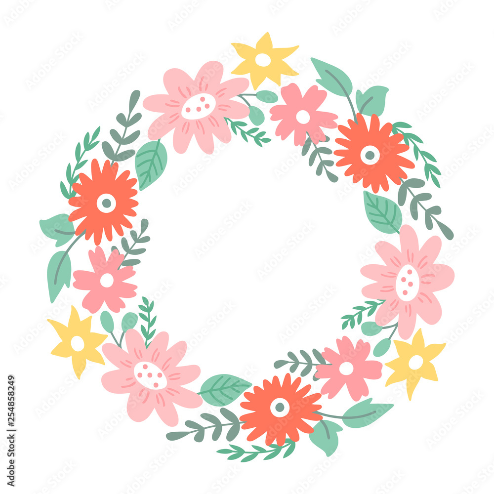 A wreath of decorative flowers.