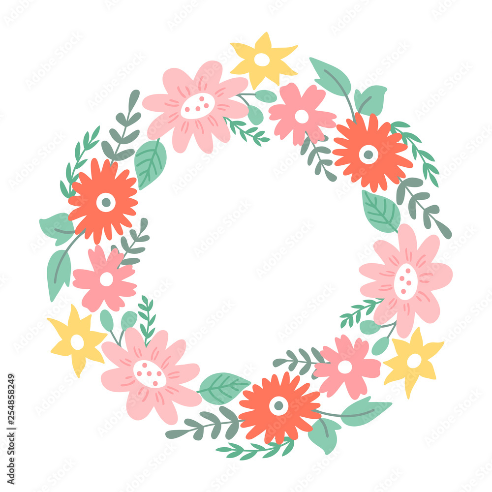 A wreath of decorative flowers. A wreath of decorative flowers.