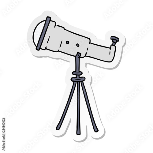 sticker cartoon doodle of a large telescope