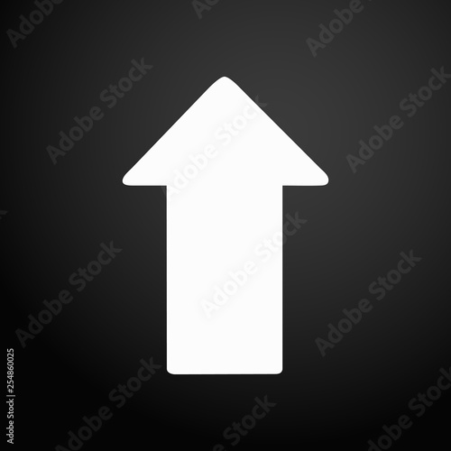 Icon white up arrow - vector illustration isolated on flat square button