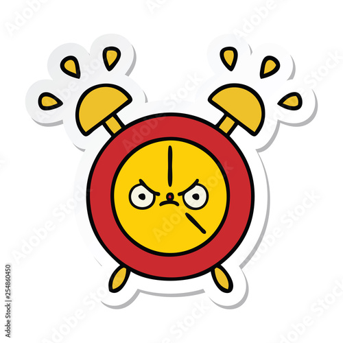 sticker of a cute cartoon alarm clock