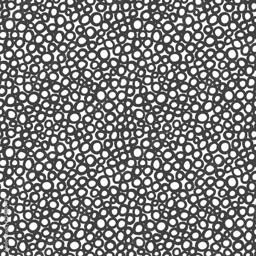 Abstract hand drawn circles texture seamless pattern. Black and white print