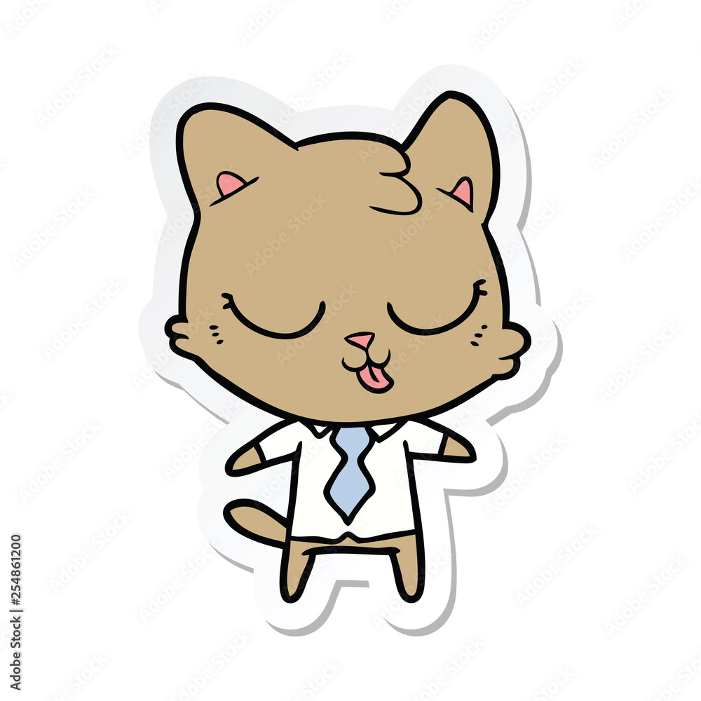 sticker of a cartoon business cat sticker of a cartoon business cat