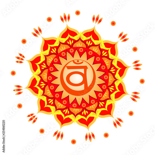 Circle mandala pattern. Swadhisthana chakra vector illustration.