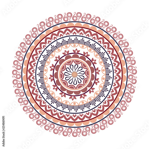 Beautiful Indian ornament, mandala pattern. Flat simple design vector illustration isolated on white background.