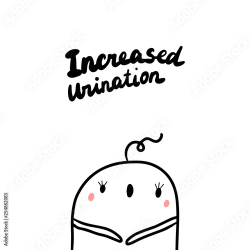 Increased urination early symptom of pregnancy hand drawn illustration with cute marshmallow