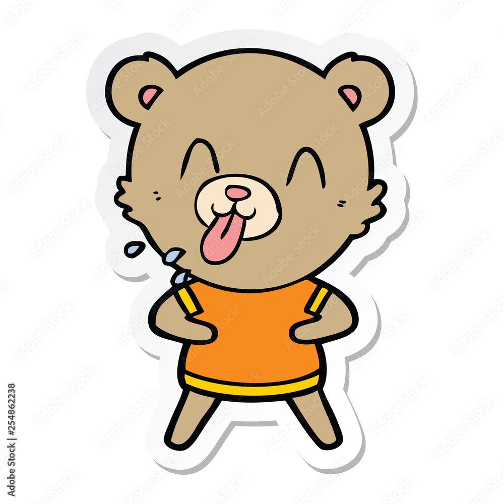 sticker of a rude cartoon bear sticker of a rude cartoon bear