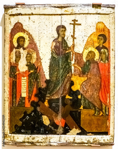 Orthodox icon. The Descent in to Hell, 14th century