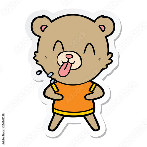 sticker of a rude cartoon bear