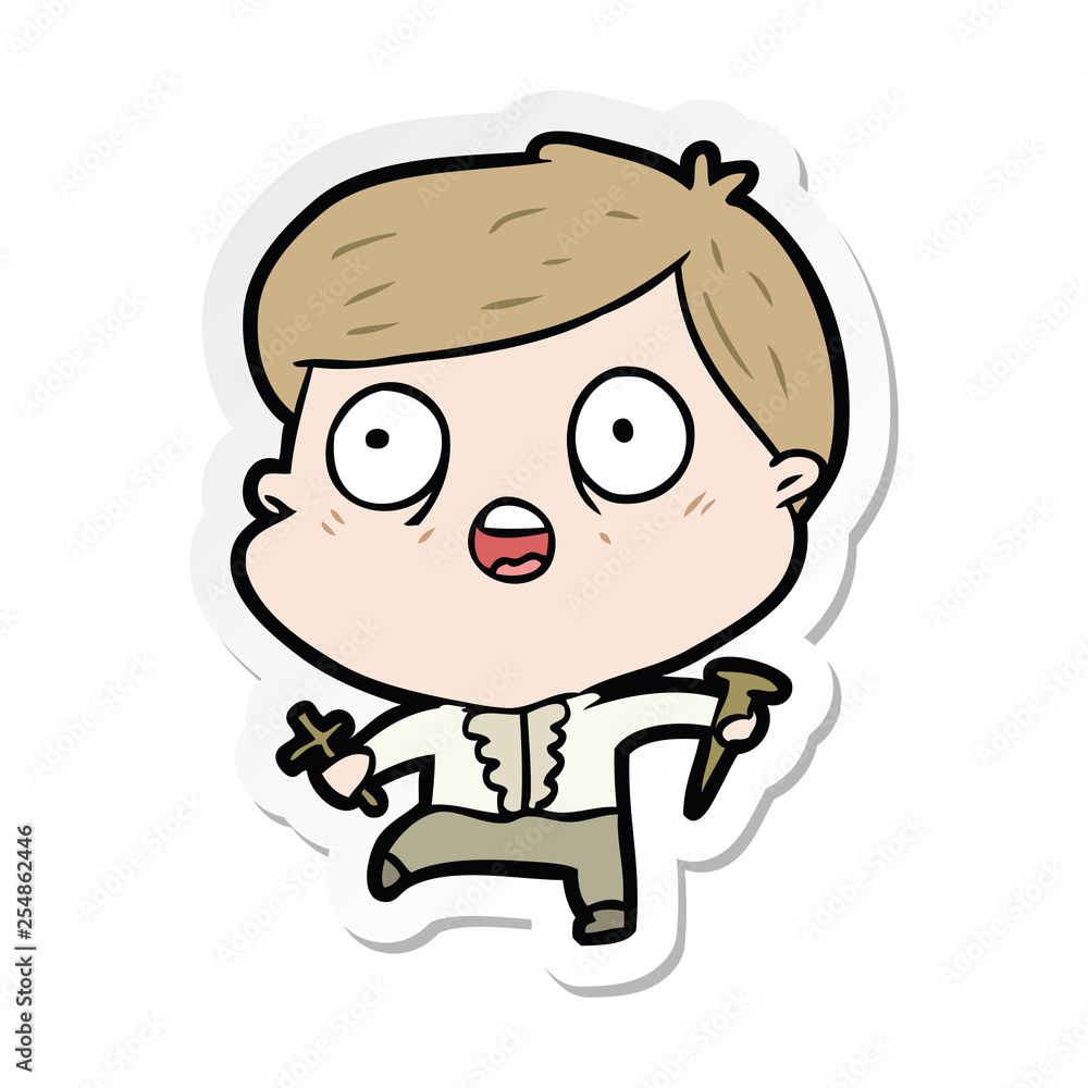 sticker of a cartoon man hunting vampires sticker of a cartoon man hunting vampires