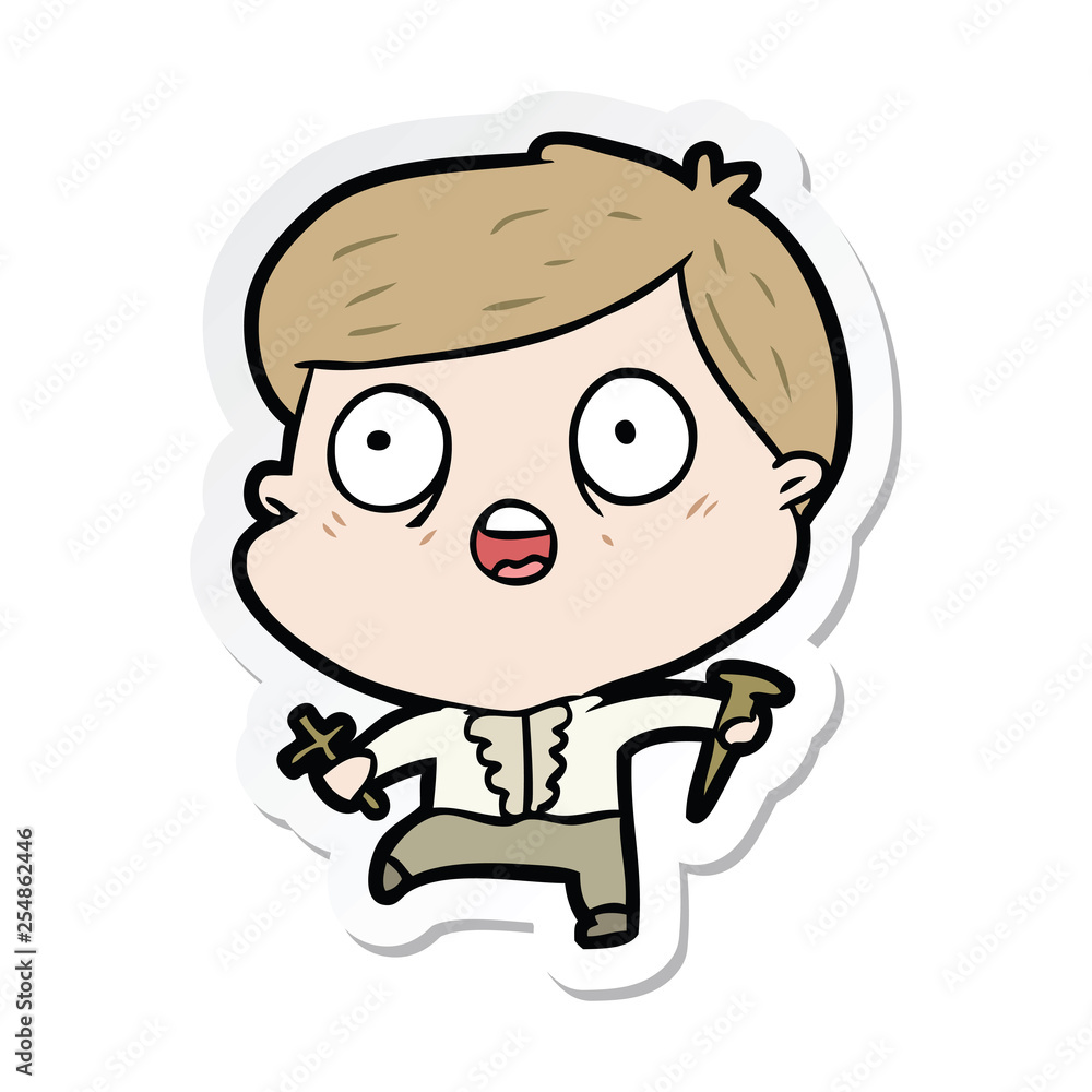 sticker of a cartoon man hunting vampires