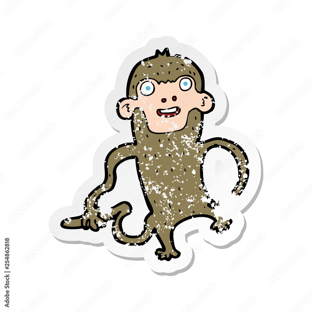 Fototapeta premium retro distressed sticker of a cartoon monkey