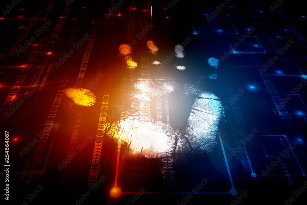 Obraz premium Fingerprint Scanning Technology Concept 2d Illustration