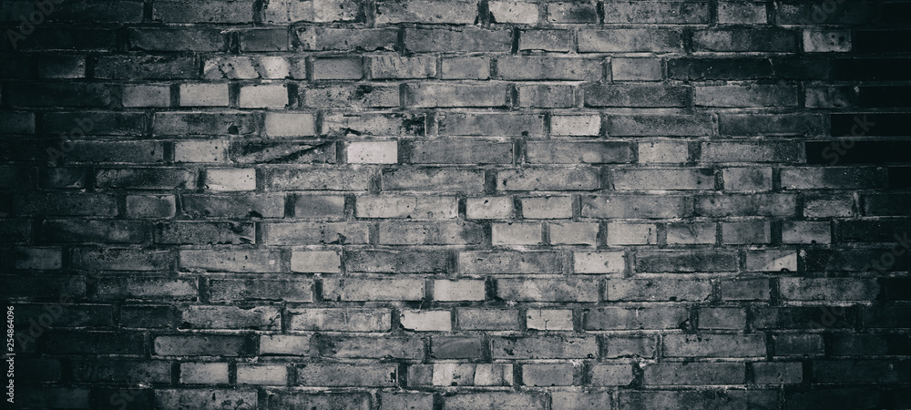 Abstract black brick wall pattern background. Rough texture and grunge  surface backdrop for architecture decoration interior. High resolution  panoramic abstract black brick background Stock Photo | Adobe Stock