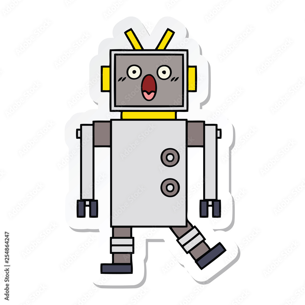 sticker of a cute cartoon robot sticker of a cute cartoon robot