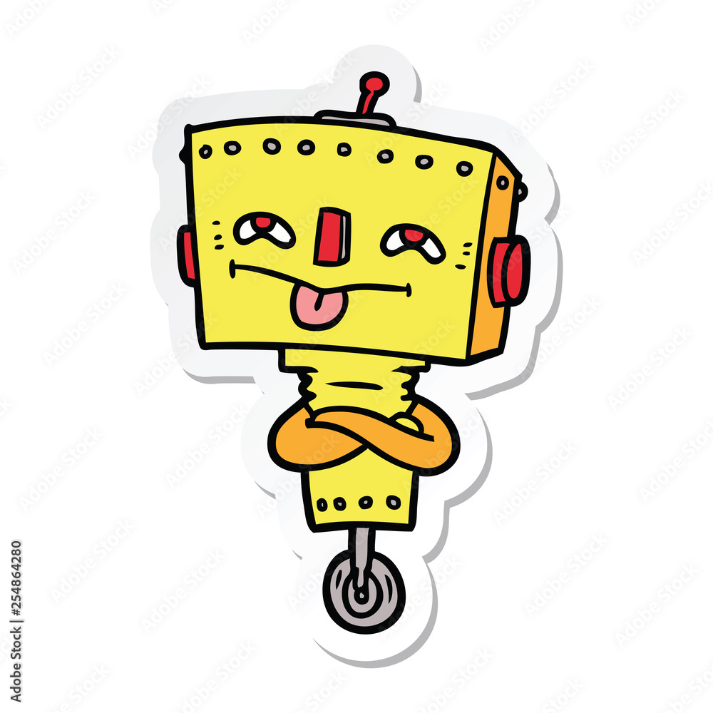sticker of a cartoon robot sticker of a cartoon robot