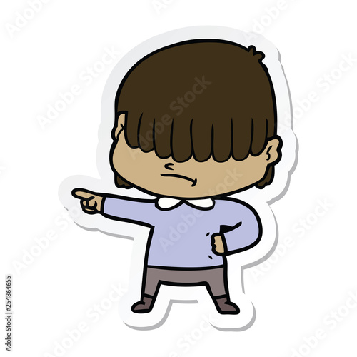 sticker of a cartoon boy with untidy hair