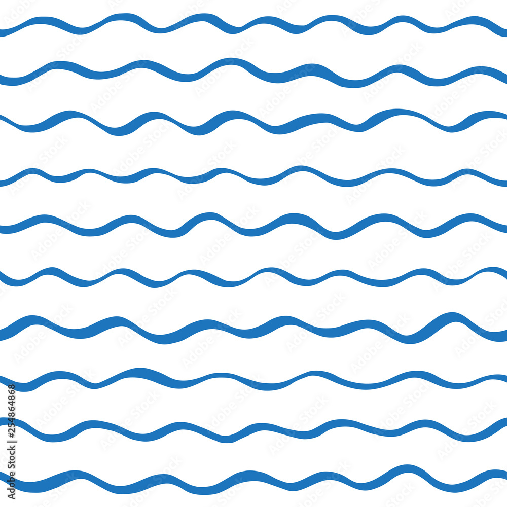 Navy blue sea, river waves, wavy winding parallel stripes seamless pattern. Hand brush drawn doodle style undulating streaks, lines, bars vector background. Striped abstract marine, naval texture Navy blue sea, river waves, wavy winding parallel stripes seamless pattern. Hand brush drawn doodle style undulating streaks, lines, bars vector background. Striped abstract marine, naval texture