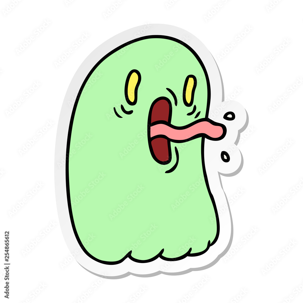 Naklejka premium sticker cartoon of kawaii scary ghost
