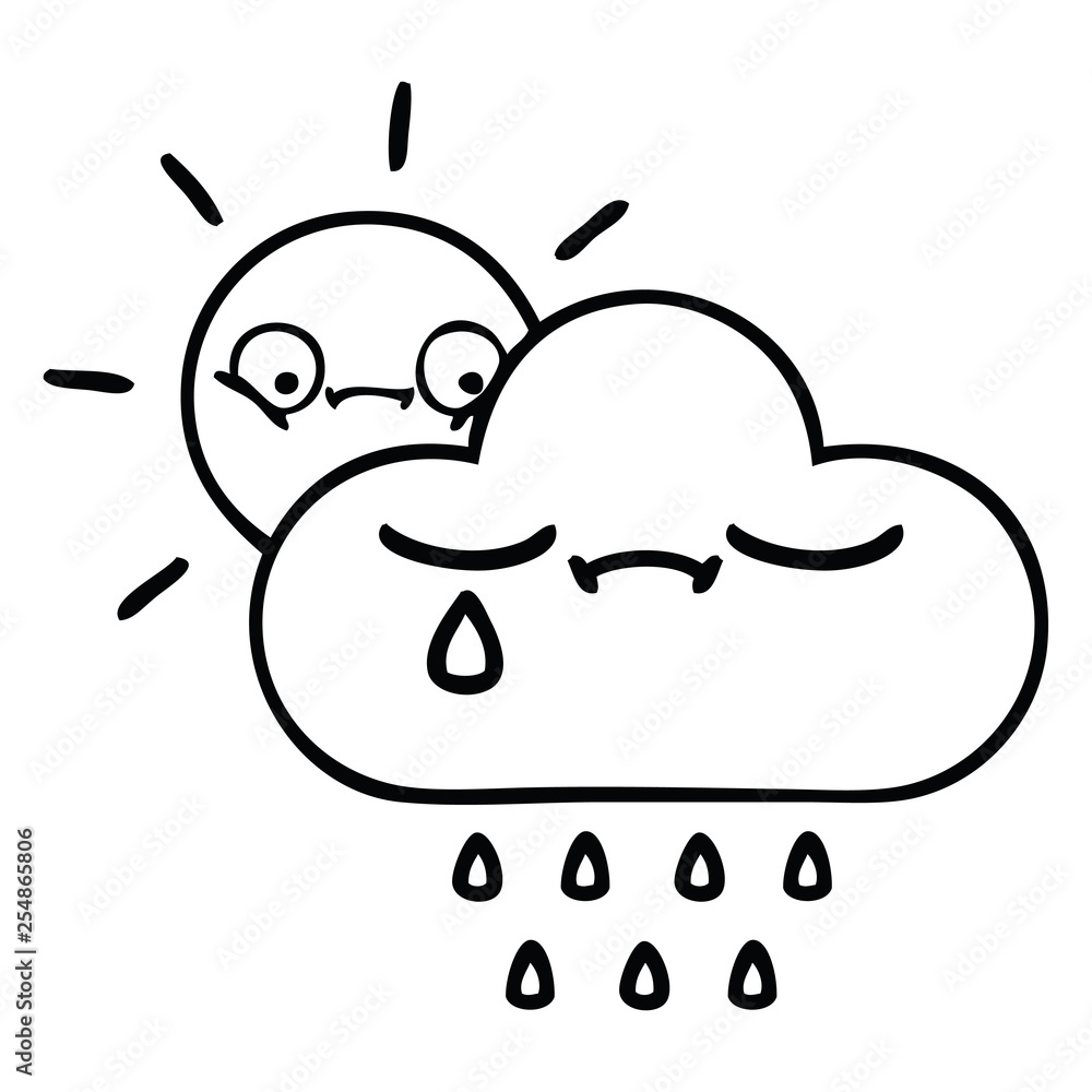 line drawing cartoon sunshine and rain cloud line drawing cartoon sunshine and rain cloud