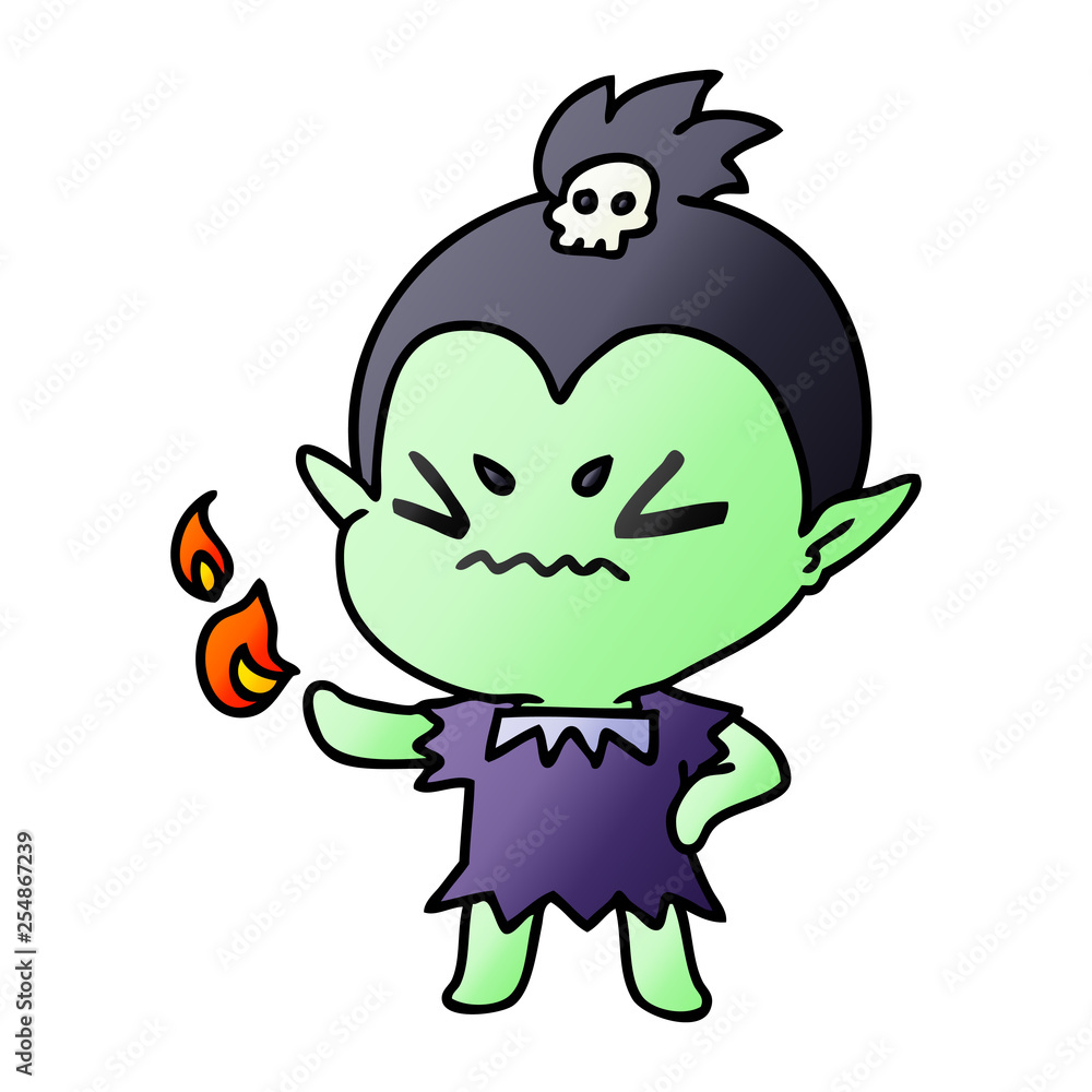 gradient cartoon of cute kawaii vampire girl gradient cartoon of cute kawaii vampire girl
